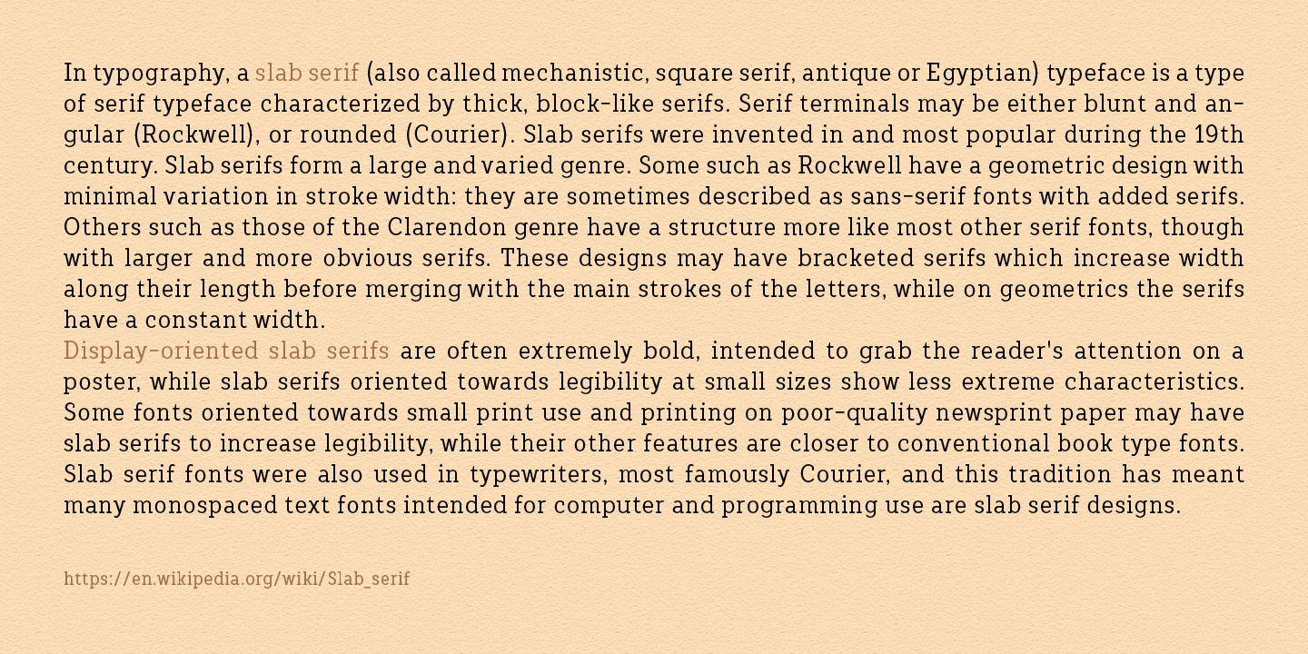 Ejemplo de fuente TT Slabs Condensed Italic