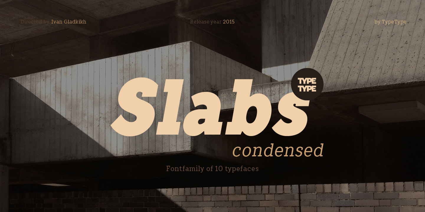 Ejemplo de fuente TT Slabs Condensed Bold Italic