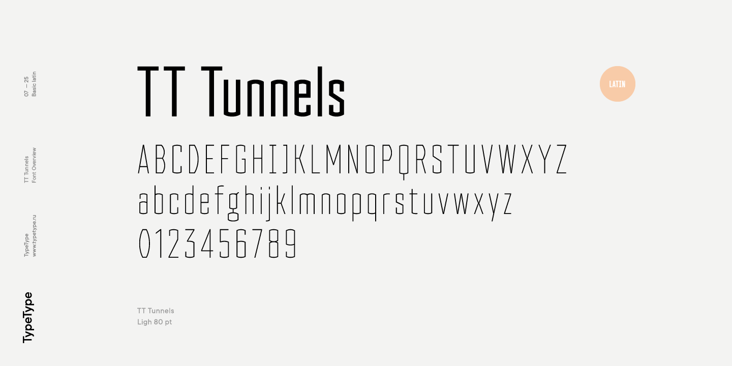Ejemplo de fuente TT Tunnels Thin