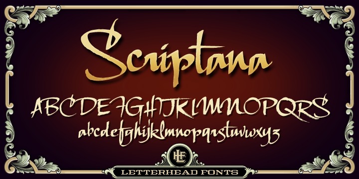 Ejemplo de fuente LHF Scriptana Regular