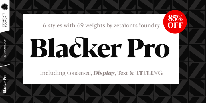 Ejemplo de fuente Blacker Pro Text Condensed Regular