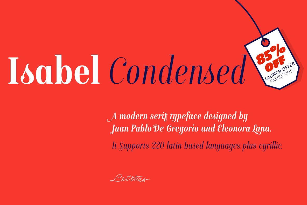 Ejemplo de fuente Isabel Condensed Bold Italic