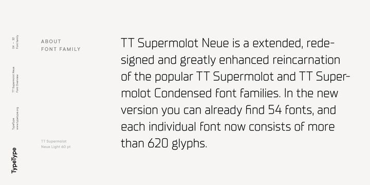 Ejemplo de fuente TT Supermolot Neue Condensed Italic