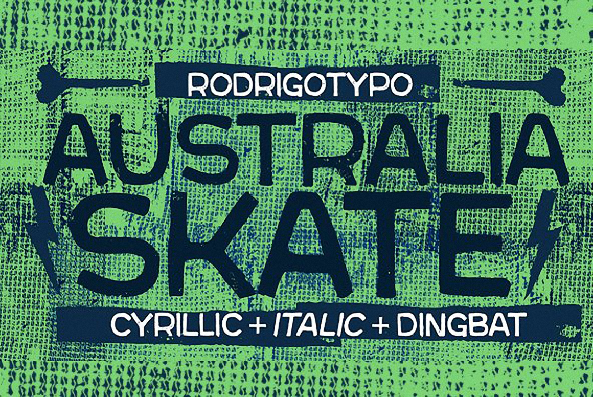 Ejemplo de fuente Australia Skate Italic