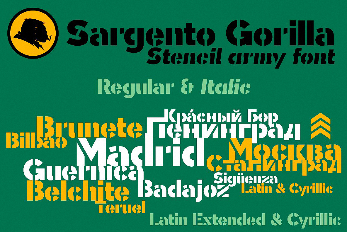 Ejemplo de fuente Sargento Gorila Italic