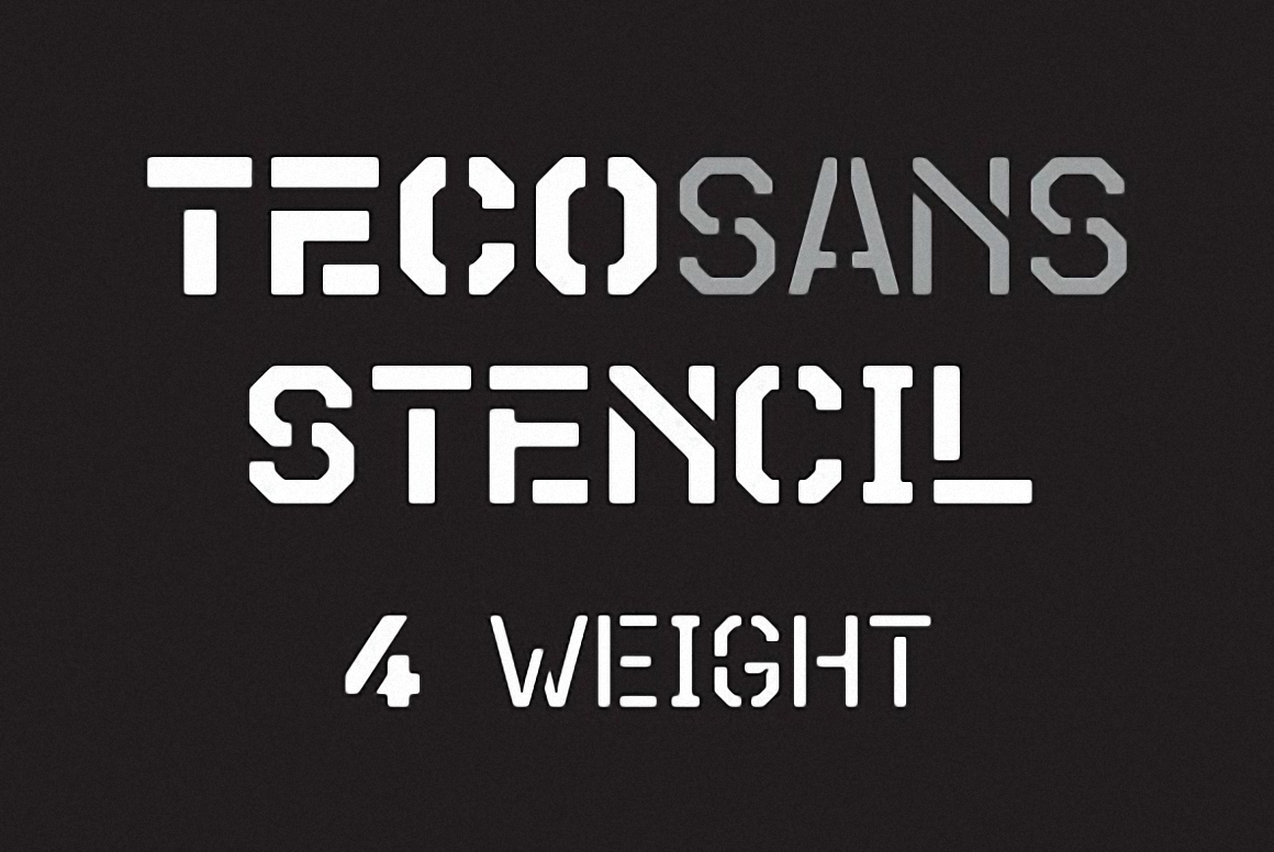 Ejemplo de fuente Teco Sans Stencil