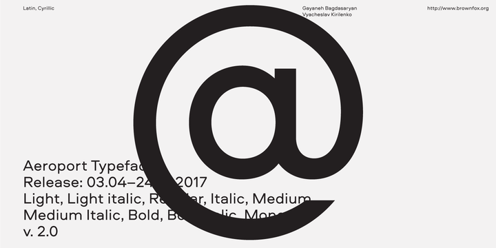 Ejemplo de fuente Aeroport Medium Italic