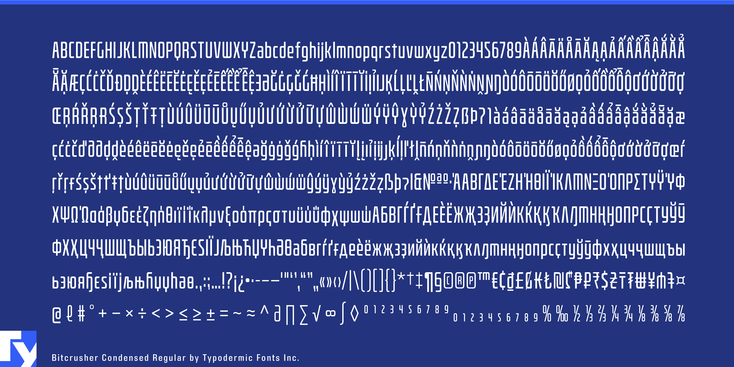 Ejemplo de fuente Bitcrusher Condensed Regular