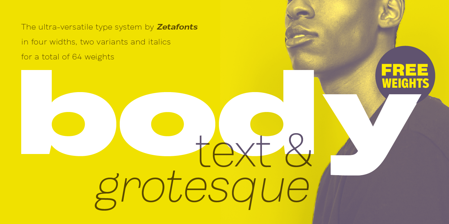 Ejemplo de fuente Body Grotesque Large ExtraBold Italic