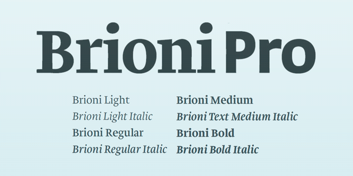 Ejemplo de fuente Brioni Sans Pro Light Italic