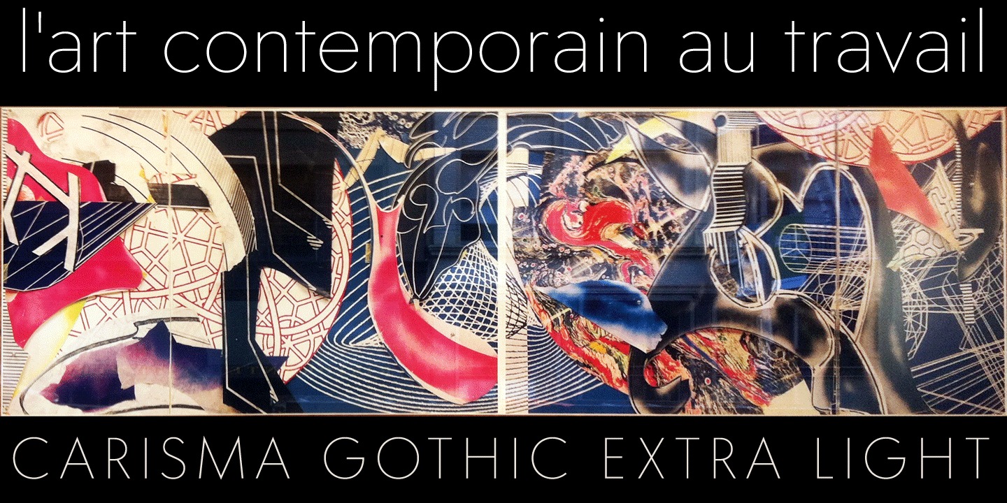 Ejemplo de fuente Carisma  Gothic 800 ExtraBold Oblique