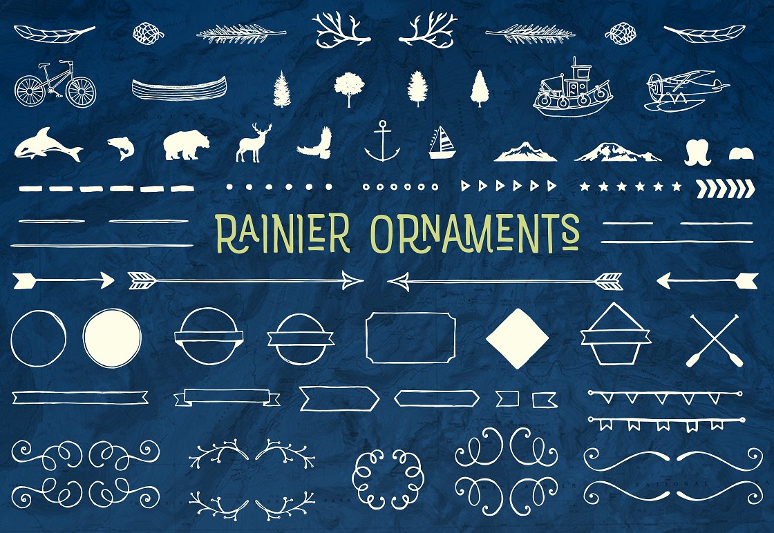 Ejemplo de fuente Rainier Ornaments