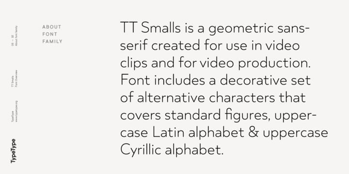 Ejemplo de fuente TT Smalls Italic