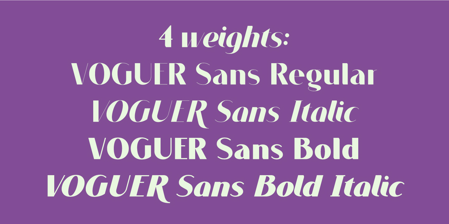 Ejemplo de fuente Voguer Sans Bold Italic