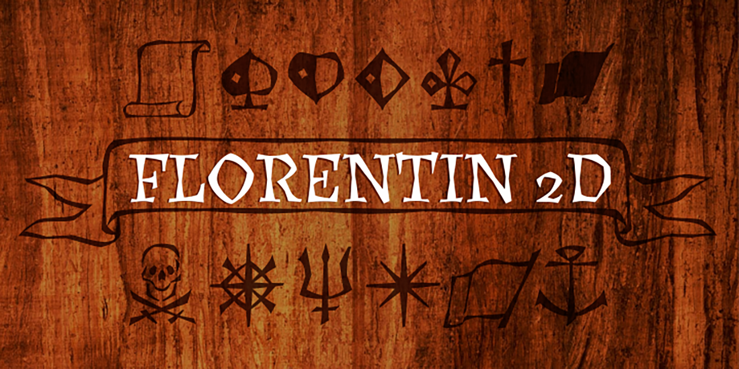 Ejemplo de fuente Florentin 2D Outline-Italic