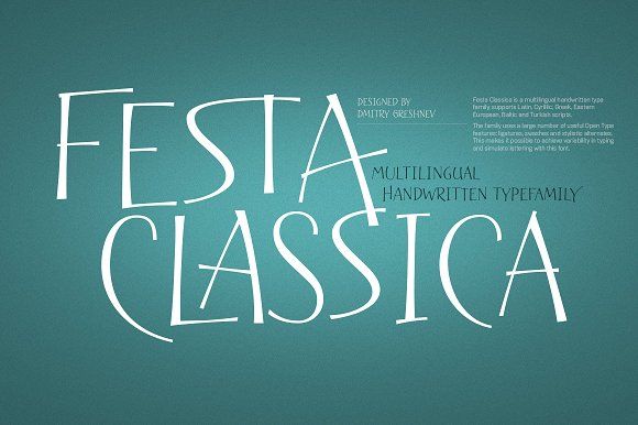 Ejemplo de fuente Festa Classica Italic