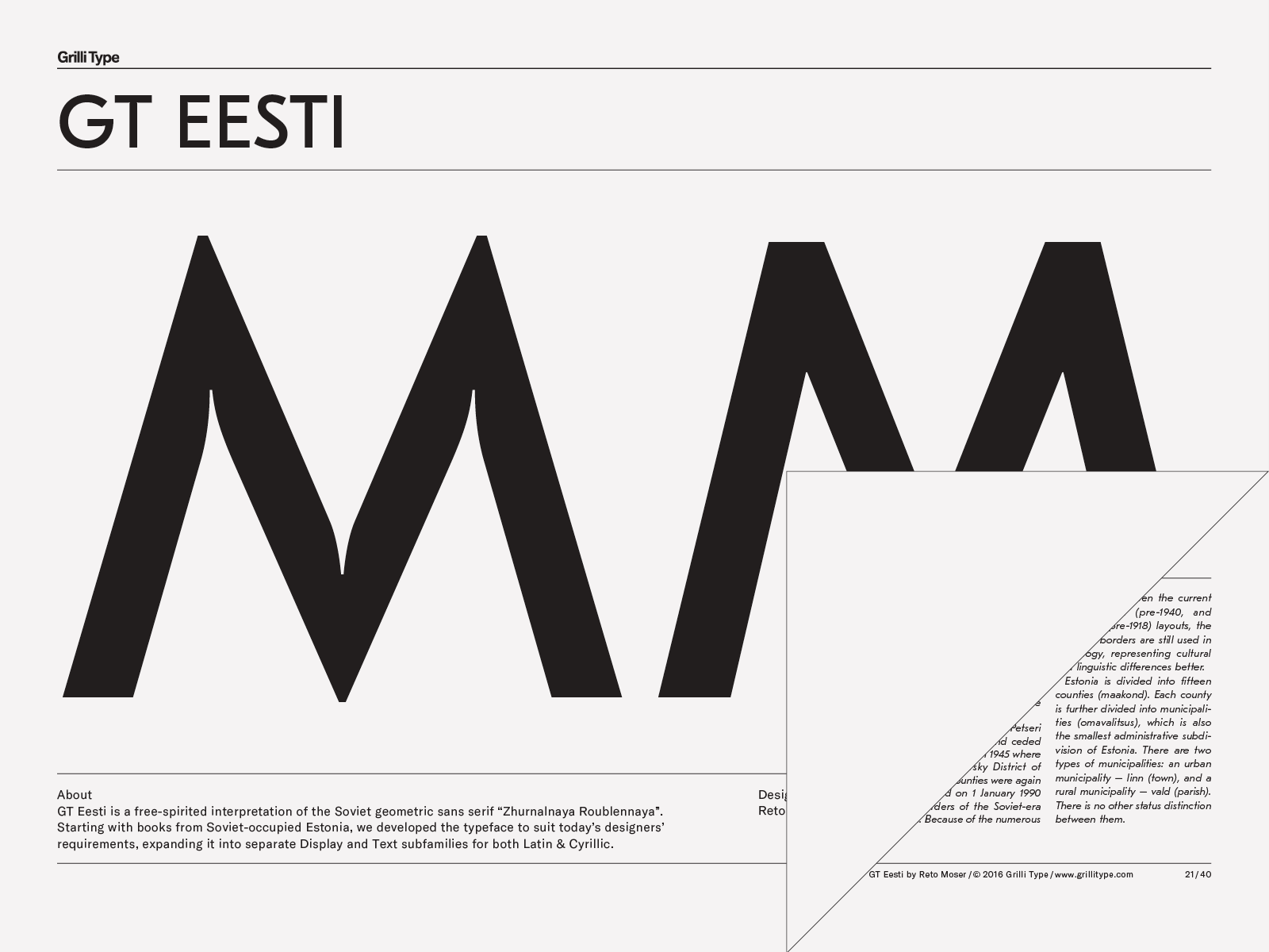 Ejemplo de fuente GT Eesti Pro Text Light Italic