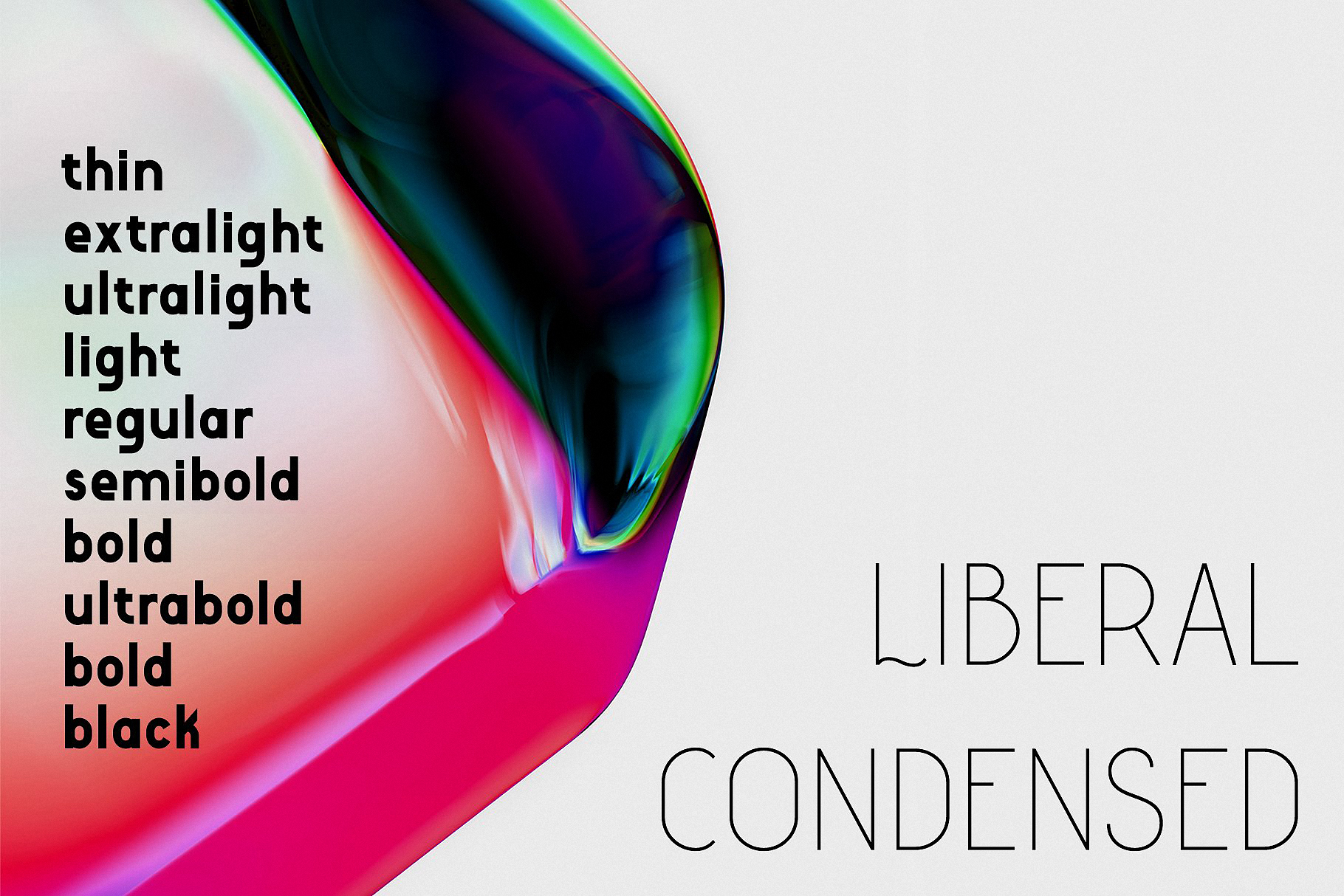 Ejemplo de fuente Liberal Condensed Extra light