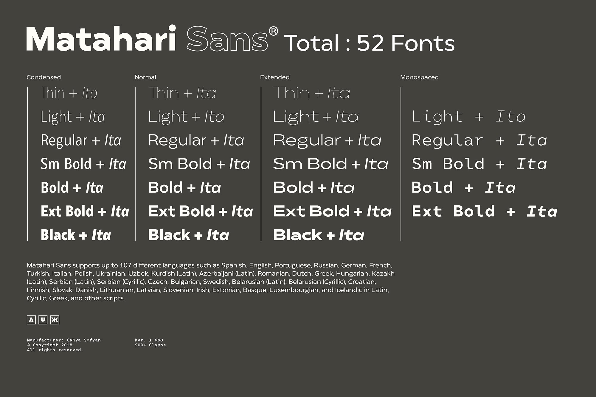 Ejemplo de fuente Matahari Extended 700 ExBdObl