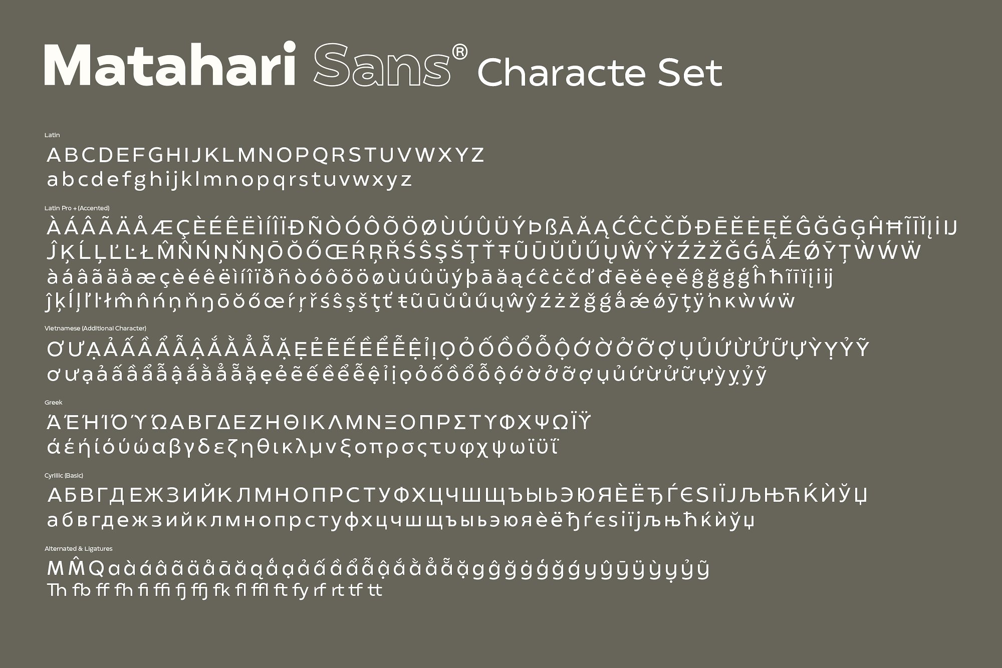 Ejemplo de fuente Matahari Condensed 100 CondThin