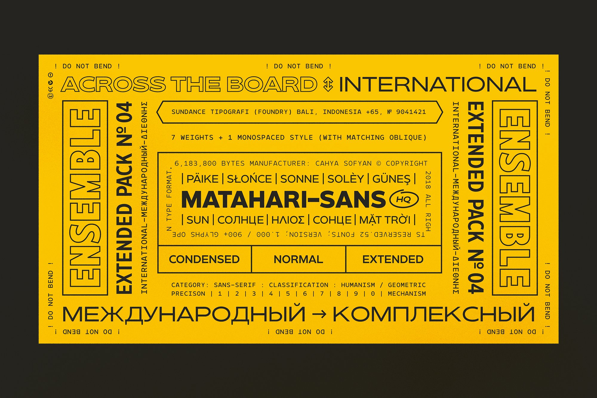 Ejemplo de fuente Matahari Condensed 900 CnBlkObl