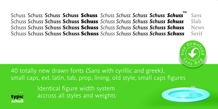 Ejemplo de fuente Schuss Sans PCG Light Italic