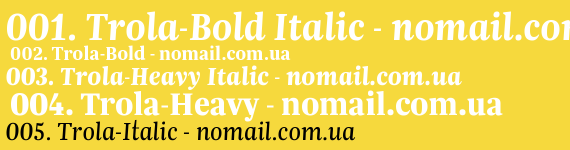Ejemplo de fuente Trola LatCy Bold Italic