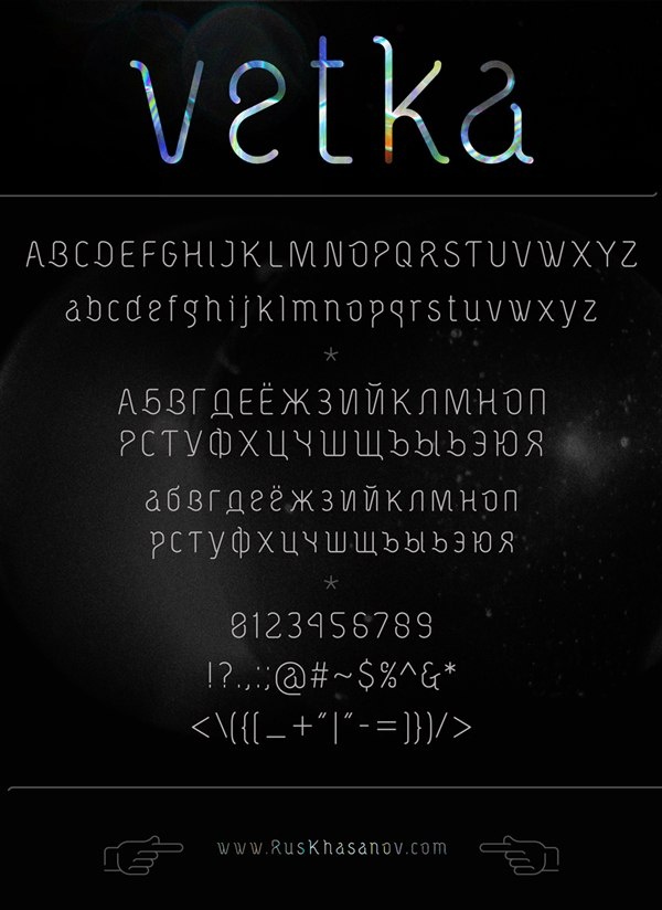 Ejemplo de fuente Vetka Regular
