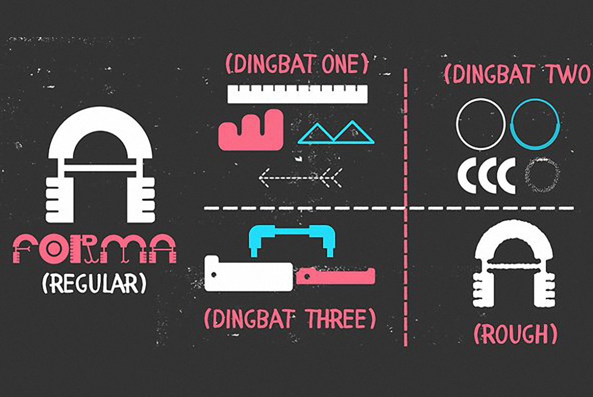 Ejemplo de fuente Forma Dingbat Three