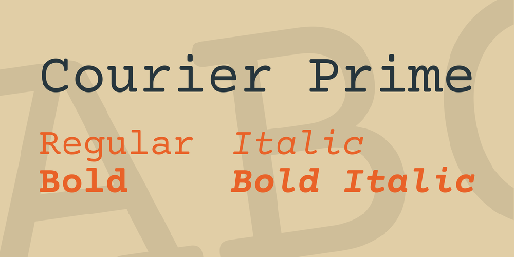 Ejemplo de fuente Courier Prime Italic