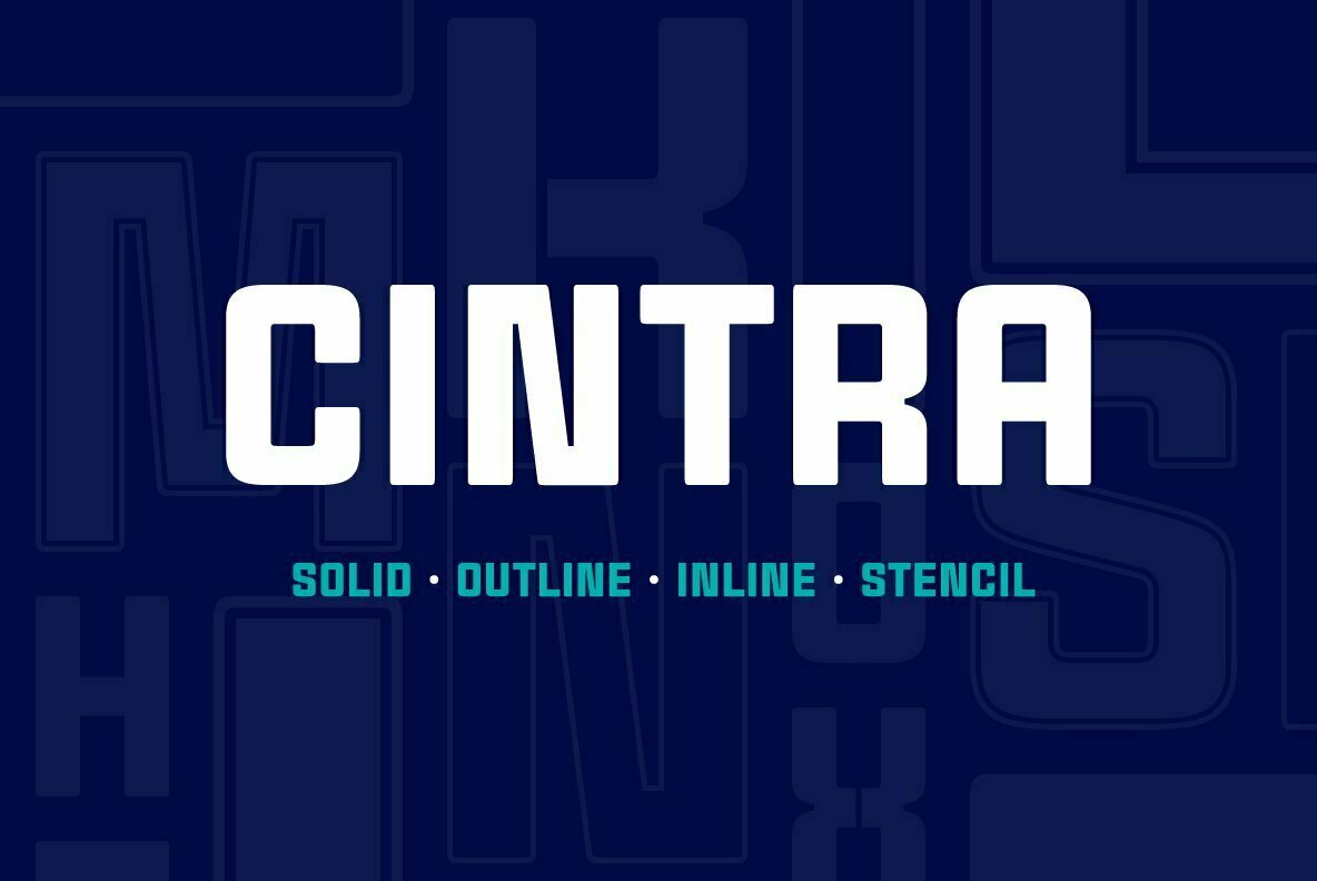 Ejemplo de fuente Cintra Inline Stencil Unicase