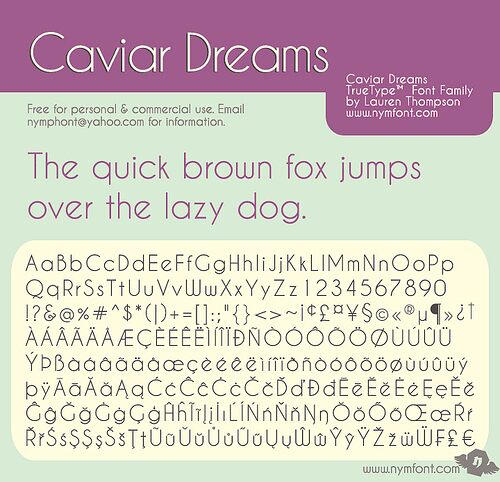 Ejemplo de fuente CAVIAR DREAMS Italic