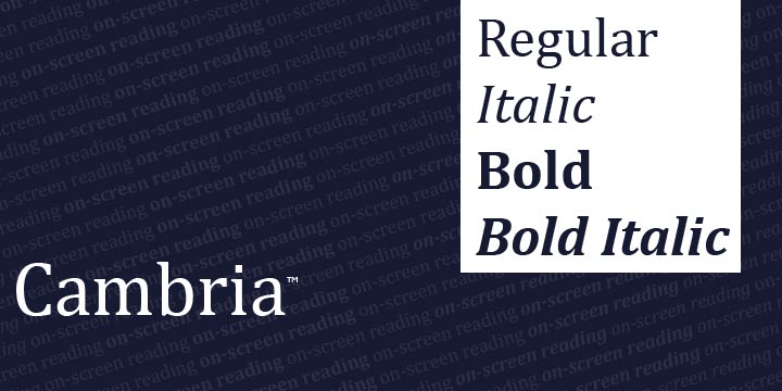 Ejemplo de fuente Cambria Italic
