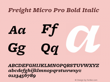 Ejemplo de fuente FreightMicro Pro Book Italic