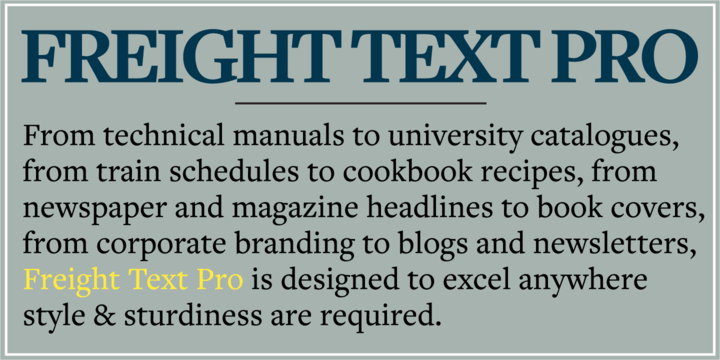 Ejemplo de fuente FreightText Pro  Book Italic