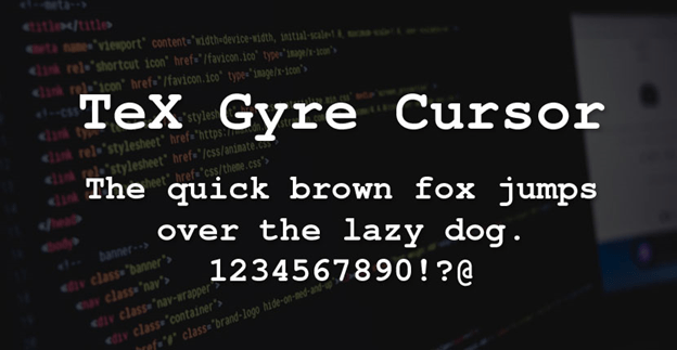 Ejemplo de fuente TeX Gyre Cursor Regular