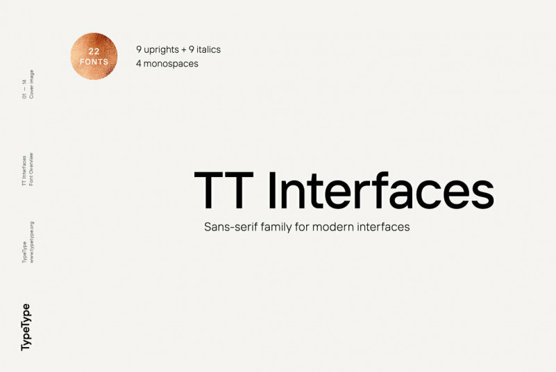 Ejemplo de fuente TT Interfaces Light Italic