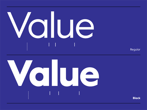 Ejemplo de fuente Value Sans Pro Italic
