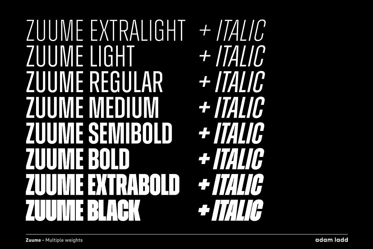 Ejemplo de fuente Zuume Extra Bold Italic
