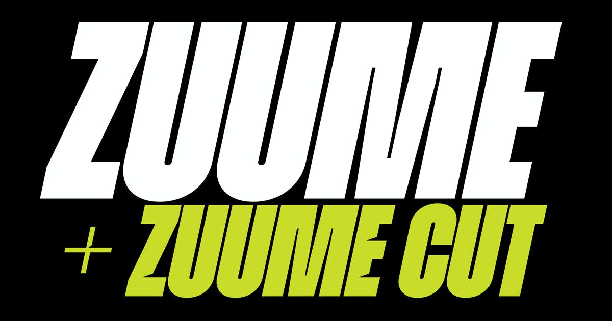 Ejemplo de fuente Zuume Italic