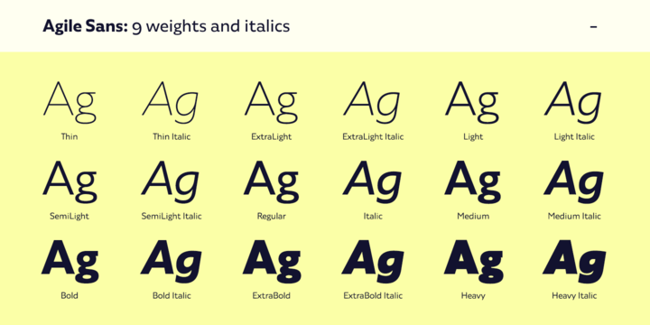 Ejemplo de fuente Agile Sans Light Italic