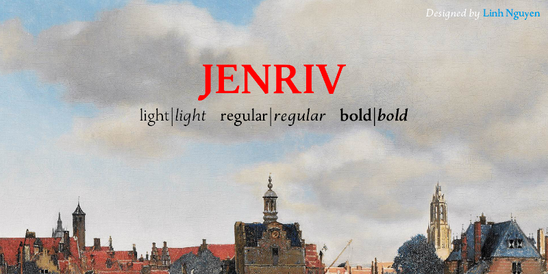 Ejemplo de fuente Jenriv Titling Italic
