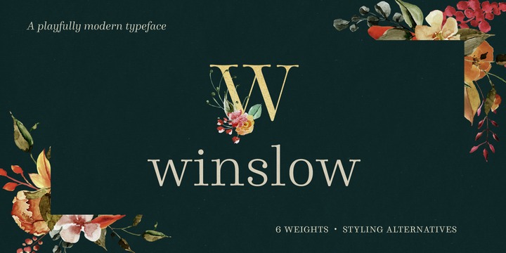 Ejemplo de fuente Winslow Book Regular Italic