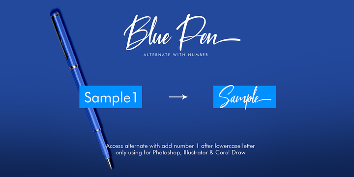 Ejemplo de fuente Blue Pen Regular