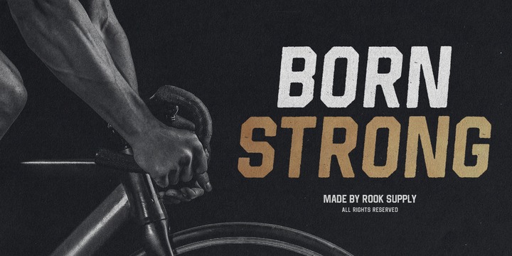 Ejemplo de fuente Born Strong Bold Italic