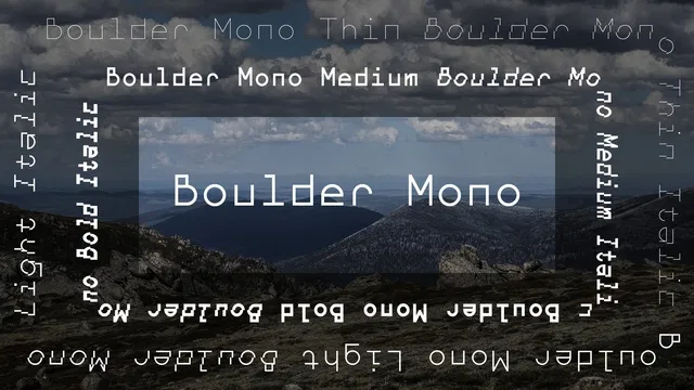 Ejemplo de fuente Boulder Mono Regular