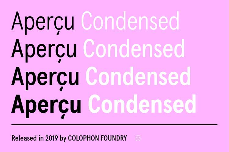 Ejemplo de fuente Apercu Condensed Pro Medium Italic
