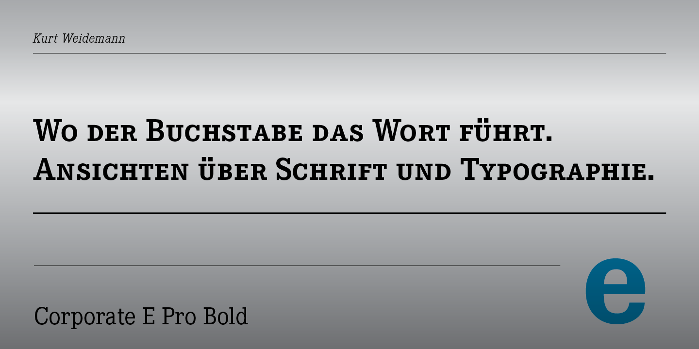 Ejemplo de fuente Corporate E Pro Medium Italic