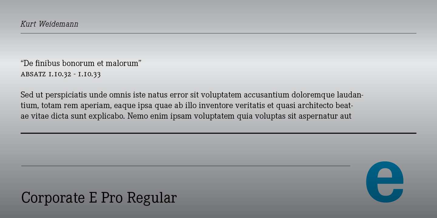 Ejemplo de fuente Corporate E Pro Demi Italic