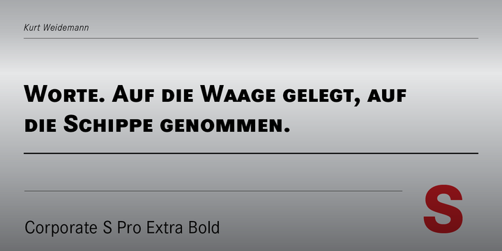 Ejemplo de fuente Corporate S Pro Regular Italic